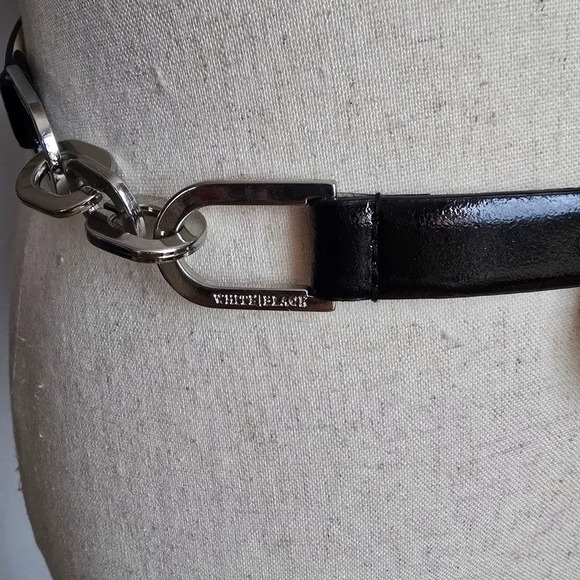 White House Black Market, New Black Silver Chain Link Leather Belt SZ Small main image 5